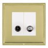 Linea-Perlina CFX Polished Brass Frame/Polished Brass Front 2 gang Non-Isolated TV+Satellite 2in/2out White