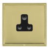 Linea-Perlina CFX Polished Brass Frame/Polished Brass Front 1 gang 5A Unswitched Socket Black