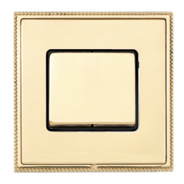 Linea-Perlina CFX Polished Brass Frame/Polished Brass Front Wide Rocker 1 gang 10AX Push To Make/Push to Break Retractive Polished Brass/Black