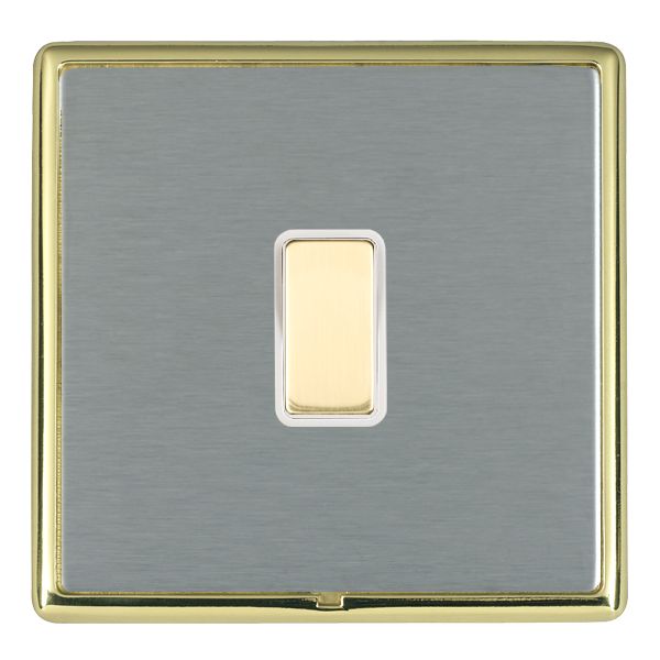 Linea-Rondo CFX Polished Brass Frame/Satin Steel Front 1 gang Multi-Way Touch Slave Controller Polished Brass/White