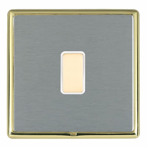 Linea-Rondo CFX Satin Brass Frame/Satin Steel Front 1 gang Multi-Way Touch Slave Controller Satin Brass/White