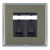 Linea-Rondo CFX Bright Chrome Frame/Black Nickel Front 2 gang RJ45 CAT 5E Outlet - Unshielded Black