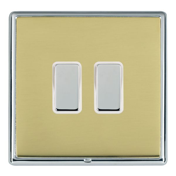 Linea-Rondo CFX Bright Chrome Frame/Polished Brass Front 2 gang Multi-Way Touch Slave Controller Bright Chrome/White