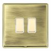 Linea-Rondo CFX Polished Brass Frame/Antique Brass Front 2 gang Multi-Way Touch Slave Controller Polished Brass/White