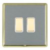 Linea-Rondo CFX Polished Brass Frame/Satin Steel Front 2 gang Multi-Way Touch Slave Controller Polished Brass/White