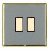 Linea-Rondo CFX Satin Brass Frame/Satin Steel Front 2 gang Multi-Way Touch Slave Controller Satin Brass/Black