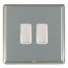 Linea-Rondo CFX Satin Nickel Frame/Satin Steel Front 2 gang Multi-Way Touch Slave Controller Satin Steel/White