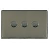 Linea-Rondo CFX Black Nickel Frame/Black Nickel Front 3 gang 100W LED 2 Way Push On/Off Rotary Dimmer Black Nickel