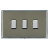 Linea-Rondo CFX Bright Chrome Frame/Black Nickel Front 3x250W/210VA Resistive/Inductive Trailing Edge Touch Master Multi-Way Dimmers Bright Chrome/Black