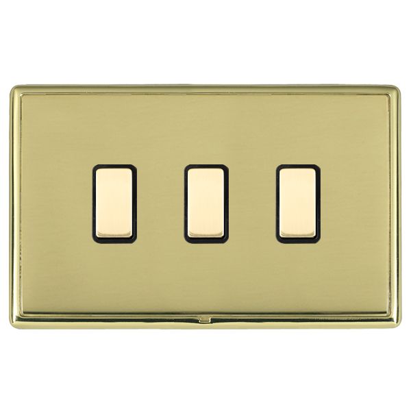 Linea-Rondo CFX Polished Brass Frame/Polished Brass Front 3x250W/210VA Resistive/Inductive Trailing Edge Touch Master Multi-Way Dimmers Polished Brass/Black