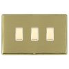 Linea-Rondo CFX Polished Brass Frame/Satin Brass Front 3x250W/210VA Resistive/Inductive Trailing Edge Touch Master Multi-Way Dimmers Polished Brass/White