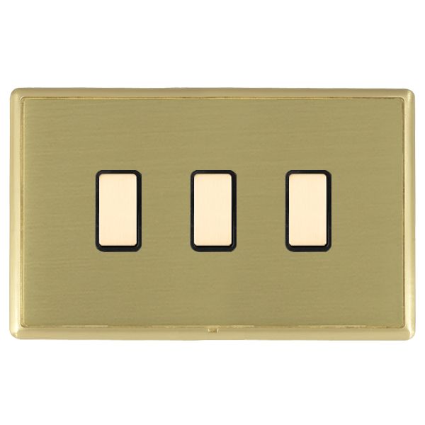 Linea-Rondo CFX Satin Brass Frame/Satin Brass Front 3x250W/210VA Resistive/Inductive Trailing Edge Touch Master Multi-Way Dimmers Satin Brass/Black
