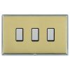 Linea-Rondo CFX Bright Chrome Frame/Polished Brass Front 3 gang Multi-Way Touch Slave Controller Bright Chrome/Black
