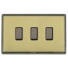 Linea-Rondo CFX Black Nickel Frame/Polished Brass Front 3 gang Multi-Way Touch Slave Controller Black Nickel/Black