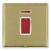 Linea-Rondo CFX Polished Brass Frame/Satin Brass Front 1 gang 45A Double Pole Rocker and Neon Red/White
