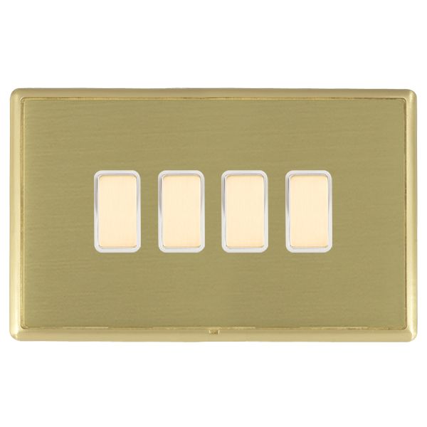 Linea-Rondo CFX Satin Brass Frame/Satin Brass Front 4 gang Multi-Way Touch Slave Controller Satin Brass/White
