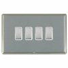 Linea-Rondo CFX Satin Nickel Frame/Satin Steel Front 4 gang Multi-Way Touch Slave Controller Satin Steel/White