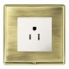 Linea-Rondo CFX Polished Brass Frame/Antique Brass Front 1 gang 15A 110V AC American Unswitched Socket White