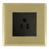 Linea-Rondo CFX Satin Brass Frame/Satin Brass Front 1 gang 15A 110V AC American Unswitched Socket Black