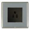 Linea-Rondo CFX Satin Nickel Frame/Satin Steel Front 1 gang 15A 110V AC American Unswitched Socket Black