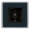 Linea-Rondo CFX Bright Chrome Frame/Piano Black Front 1 gang 10/16A 220/250V AC German Unswitched Socket Black