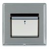 Linea-Rondo CFX Bright Chrome Frame/Satin Steel Front 1 gang 10A (6AX) Card Switch On/Off with Blue LED Locator Bright Chrome/Black