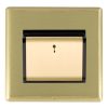 Linea-Rondo CFX Satin Brass Frame/Satin Brass Front 1 gang 10A (6AX) Card Switch On/Off with Blue LED Locator Satin Brass/Black