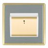 Linea-Rondo CFX Satin Brass Frame/Satin Steel Front 1 gang 10A (6AX) Card Switch On/Off with Blue LED Locator Satin Brass/White