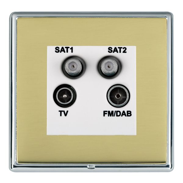 Linea-Rondo CFX Bright Chrome Frame/Polished Brass Front Non-Isolated TV+FM+SAT1+SAT2 Quadplexer 2in/4out (DAB Compatible) White