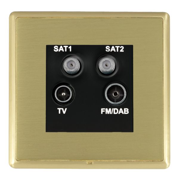 Linea-Rondo CFX Satin Brass Frame/Satin Brass Front Non-Isolated TV+FM+SAT1+SAT2 Quadplexer 2in/4out (DAB Compatible) Black