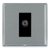 Linea-Rondo CFX Bright Chrome Frame/Satin Steel Front 1 gang Non-Isolated Digital Satellite (DAB Compatible) Black