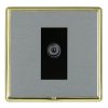 Linea-Rondo CFX Polished Brass Frame/Satin Steel Front 1 gang Non-Isolated Digital Satellite (DAB Compatible) Black