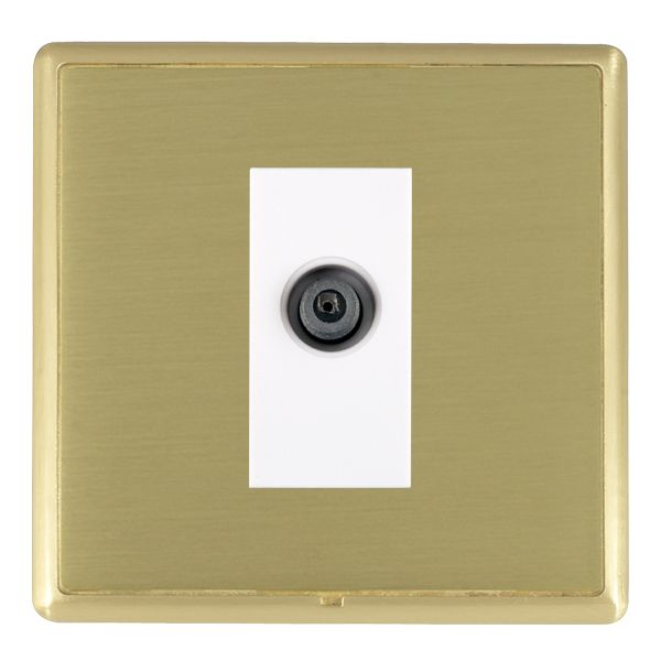 Linea-Rondo CFX Satin Brass Frame/Satin Brass Front 1 gang Non-Isolated Digital Satellite (DAB Compatible) White