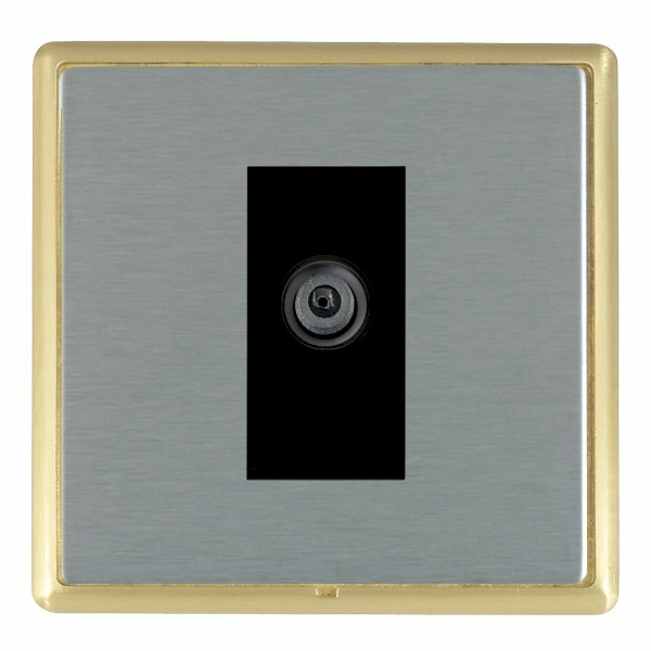 Linea-Rondo CFX Satin Brass Frame/Satin Steel Front 1 gang Non-Isolated Digital Satellite (DAB Compatible) Black