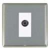 Linea-Rondo CFX Satin Nickel Frame/Satin Steel Front 1 gang Non-Isolated Digital Satellite (DAB Compatible) White