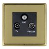 Linea-Rondo CFX Antique Brass Frame/Satin Brass Front Non-Isolated TV+FM+SAT Triplexer 1in/3out (DAB Compatible) Black