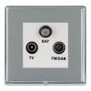 Linea-Rondo CFX Bright Chrome Frame/Satin Steel Front Non-Isolated TV+FM+SAT Triplexer 1in/3out (DAB Compatible) White