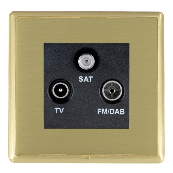 Linea-Rondo CFX Satin Brass Frame/Satin Brass Front Non-Isolated TV+FM+SAT Triplexer 1in/3out (DAB Compatible) Black