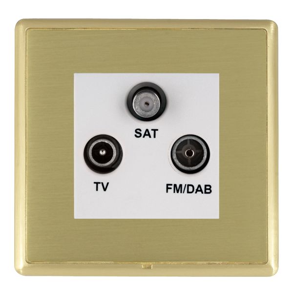 Linea-Rondo CFX Satin Brass Frame/Satin Brass Front Non-Isolated TV+FM+SAT Triplexer 1in/3out (DAB Compatible) White