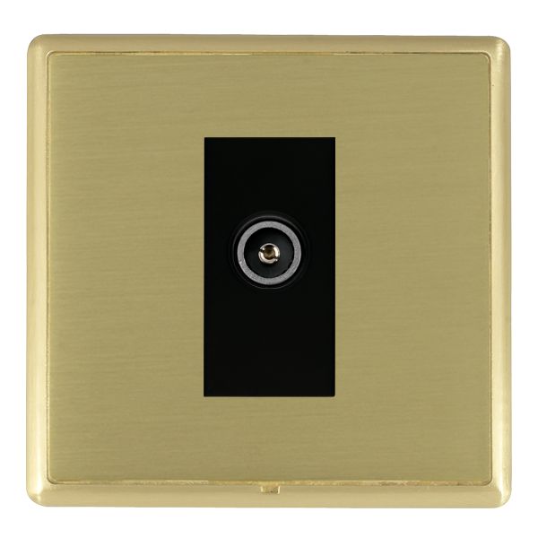 Linea-Rondo CFX Satin Brass Frame/Satin Brass Front 1 gang Non-Isolated TV (Female) (DAB Compatible) Black