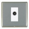Linea-Rondo CFX Satin Nickel Frame/Satin Steel Front 1 gang Non-Isolated TV (Female) (DAB Compatible) White