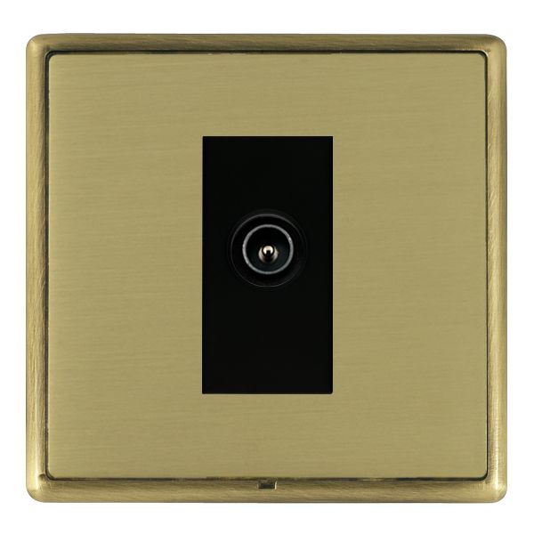 Linea-Rondo CFX Antique Brass Frame/Satin Brass Front 1 gang Non-Isolated TV (Male) (DAB Compatible) Black