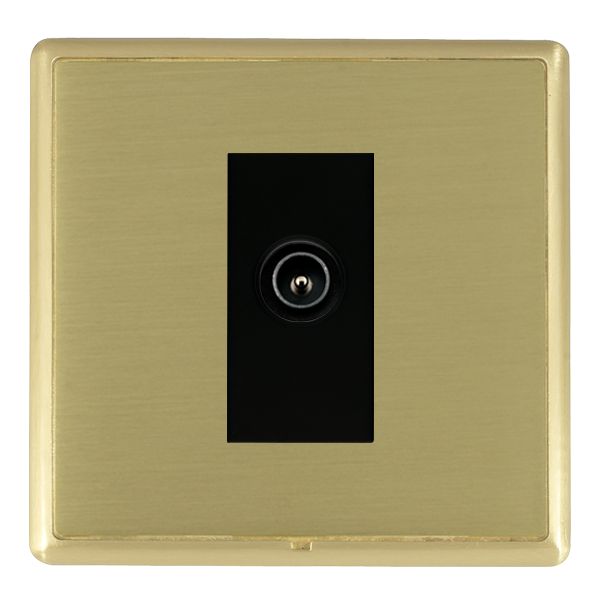 Linea-Rondo CFX Satin Brass Frame/Satin Brass Front 1 gang Non-Isolated TV (Male) (DAB Compatible) Black