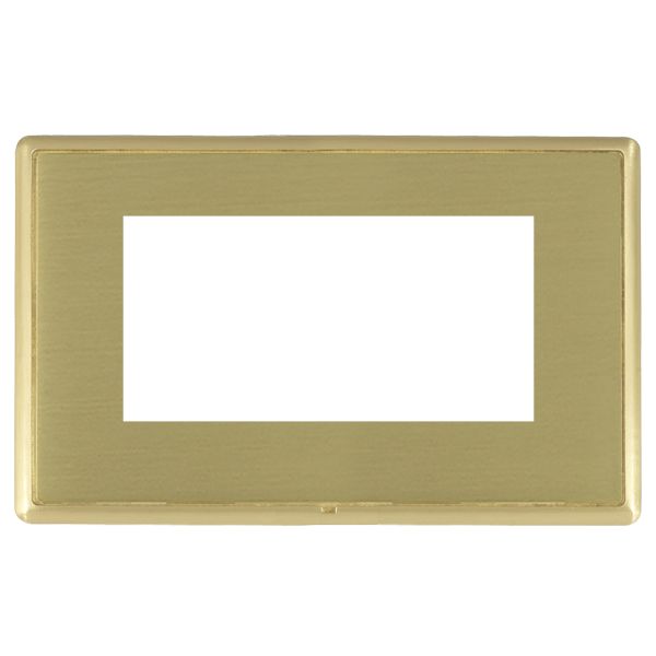Linea-Rondo CFX EuroFix Satin Brass Frame/Satin Brass Front Double Plate complete with 4 EuroFix Apertures 100x50mm and Grid