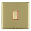 Linea-Rondo CFX Polished Brass Frame/Satin Brass Front 1 gang 13A Fuse with Neon Halo Polished Brass/Red