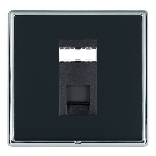 Linea-Rondo CFX Bright Chrome Frame/Piano Black Front 1 gang RJ12 Outlet – Unshielded Black