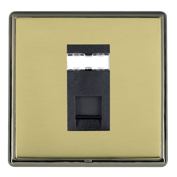 Linea-Rondo CFX Black Nickel Frame/Polished Brass Front 1 gang RJ12 Outlet – Unshielded Black