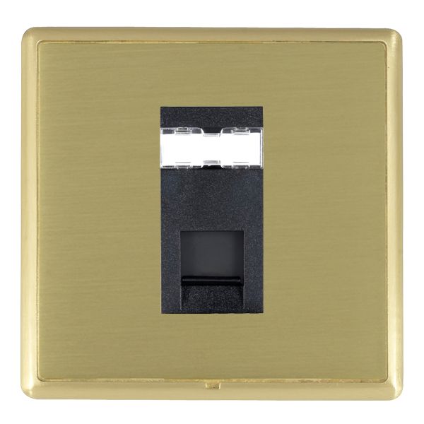 Linea-Rondo CFX Satin Brass Frame/Satin Brass Front 1 gang RJ12 Outlet – Unshielded Black
