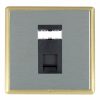 Linea-Rondo CFX Satin Brass Frame/Satin Steel Front 1 gang RJ12 Outlet - Unshielded Black