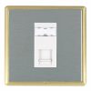 Linea-Rondo CFX Satin Brass Frame/Satin Steel Front 1 gang RJ12 Outlet - Unshielded White